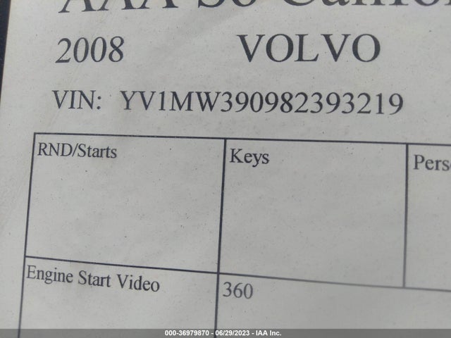 2008 VOLVO V50 2.4L VIN: YV1MW390982393219