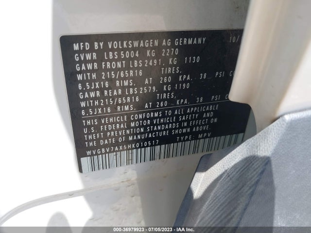 WVGBV7AX5HK010517 Volkswagen TIGUAN