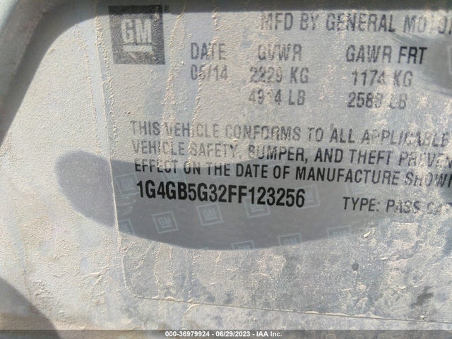 1G4GB5G32FF123256 Buick Lacrosse Leather