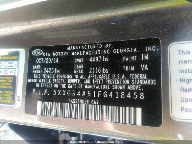 5XXGR4A61FG418458 KIA Optima Sxl Turbo