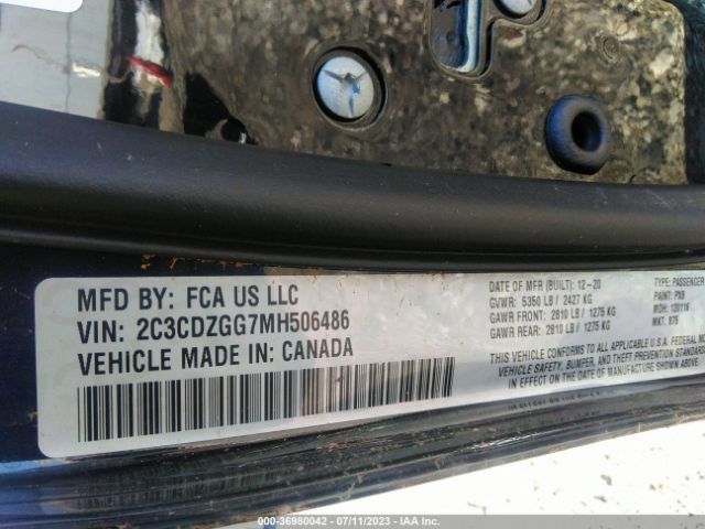 2C3CDZGG7MH506486 Dodge Challenger Sxt