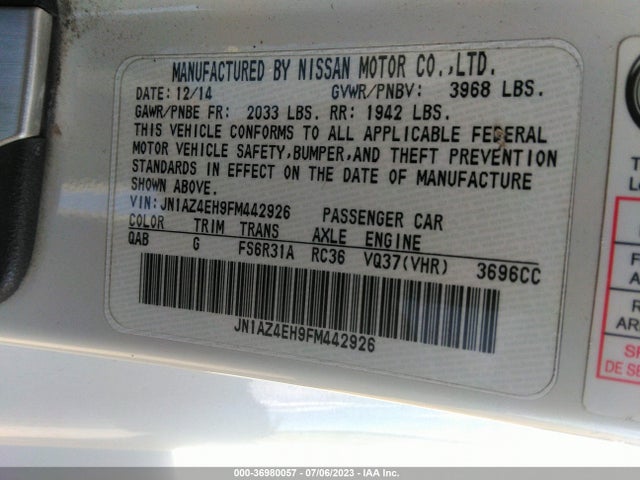 2015 Nissan Z, VIN: JN1AZ4EH9FM442926