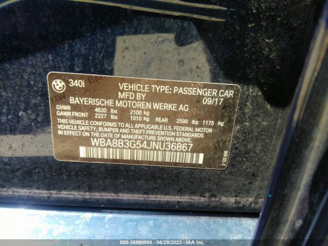 WBA8B3G54JNU36867 BMW 3 Series 340i