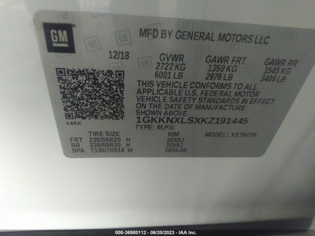 1GKKNXLSXKZ191445 GMC Acadia Denali