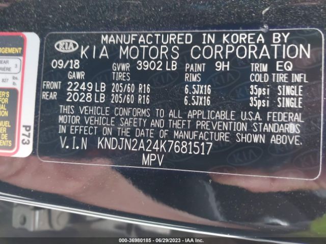 KNDJN2A24K7681517 KIA Soul Base