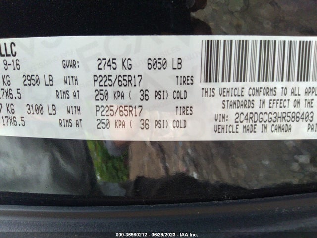 Dodge Grand Caravan Sxt 2017 2C4RDGCG3HR586403 Image 9