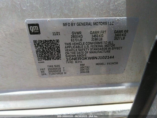 Chevrolet Traverse Lt Cloth 2022 1GNERGKW8NJ102144 Image 15