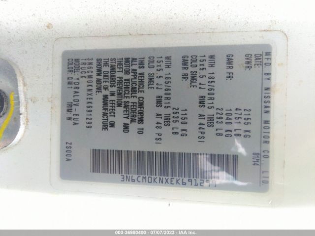3N6CM0KNXEK691299 Nissan Nv200 S