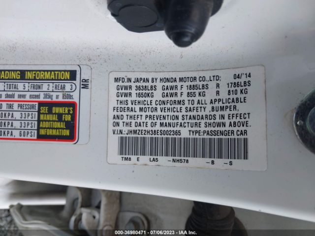 JHMZE2H38ES002365 Honda Insight