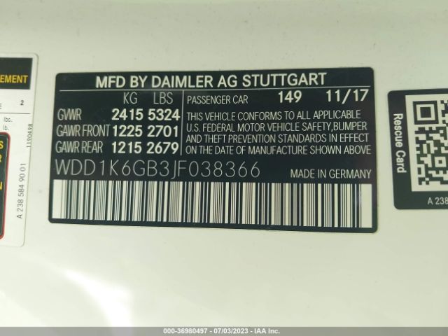 WDD1K6GB3JF038366 Mercedes-Benz E-class E 400