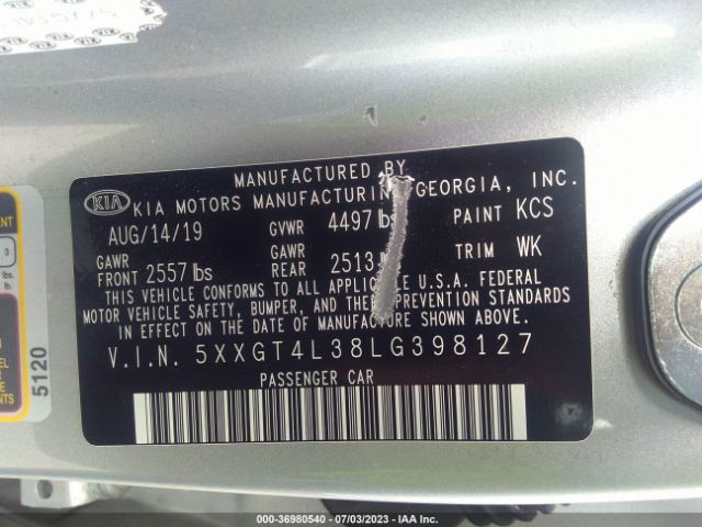 5XXGT4L38LG398127 KIA Optima Lx