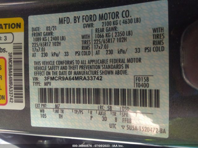 3FMCR9A64MRA33742 Ford Bronco Sport Base