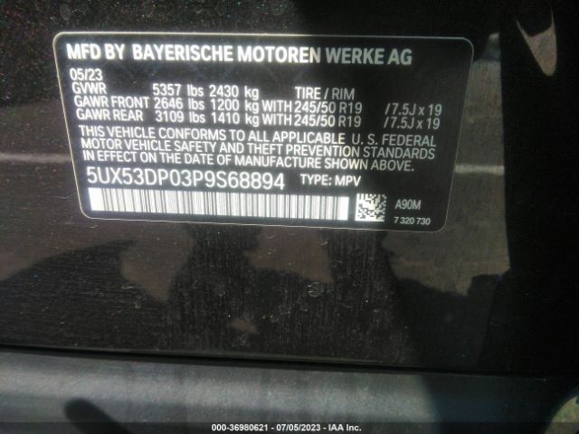 5UX53DP03P9S68894 BMW X3 Xdrive30i