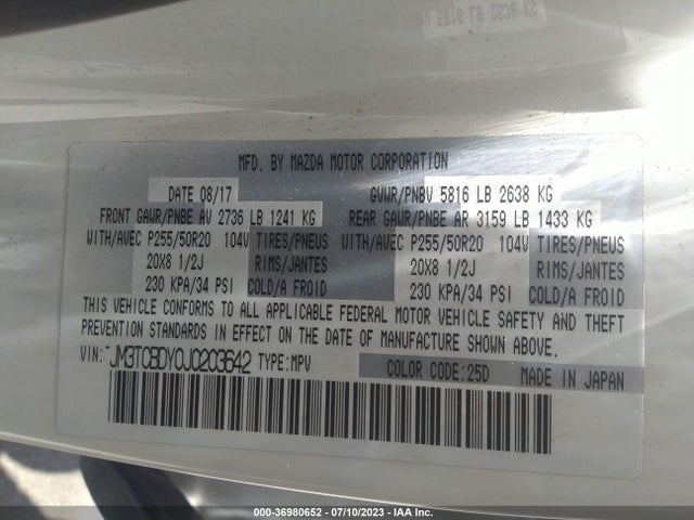 Mazda Cx-9 Grand Touring 2018 JM3TCBDY0J0203642 Image 9