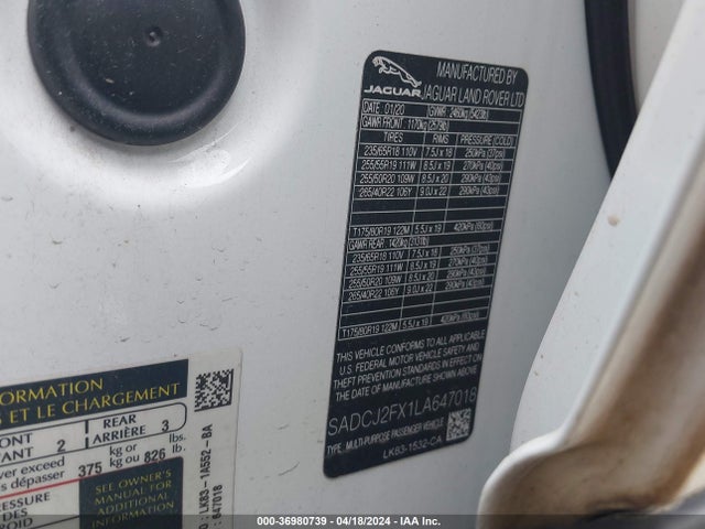 2020 JAGUAR F-PACE SADCJ2FX1LA647018 Photo 8