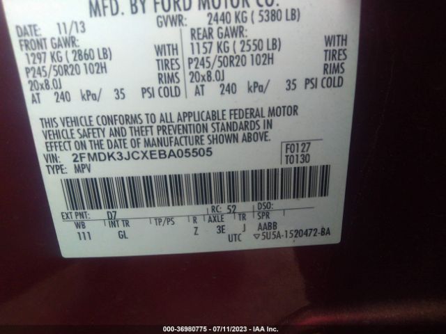 2FMDK3JCXEBA05505 Ford EDGE SEL
