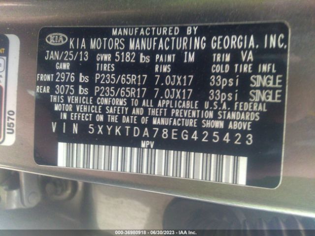 5XYKTDA78EG425423 KIA SORENTO LX