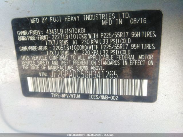 JF2GPADC5GH341265 Subaru Crosstrek Premium