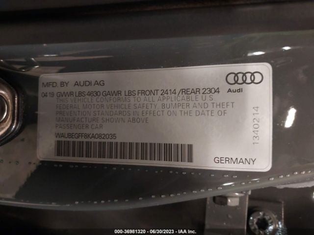 2019 AUDI A3 SEDAN WAUBEGFF8KA082035 Photo 8