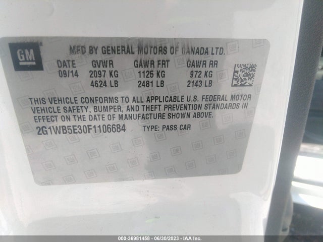Chevrolet Impala Limited Lt 2015 2G1WB5E30F1106684 Image 10