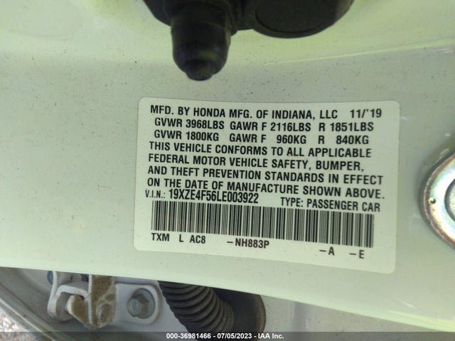 Honda INSIGHT EX 2020 19XZE4F56LE003922 Image 9
