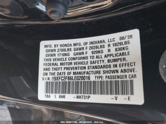 19XFC2F86LE020016 Honda Civic Sedan Sport