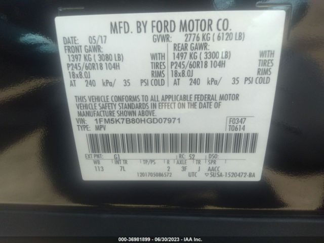 1FM5K7B80HGD07971 Ford Explorer Base