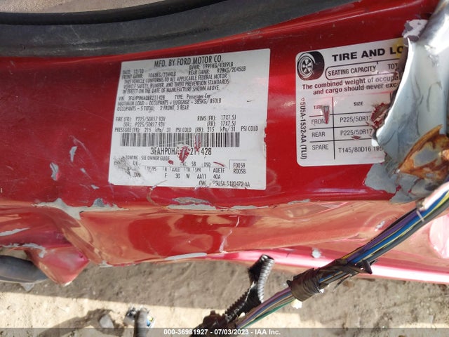 2011 FORD FUSION SE VIN: 3FAHP0HA0BR211428