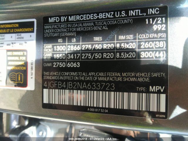 4JGFB4JB2NA633723 Mercedes-Benz Gle Gle 350