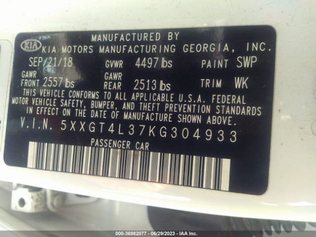 5XXGT4L37KG304933 KIA Optima S