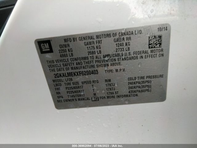 2GKALMEKXF6200403 GMC Terrain Sle