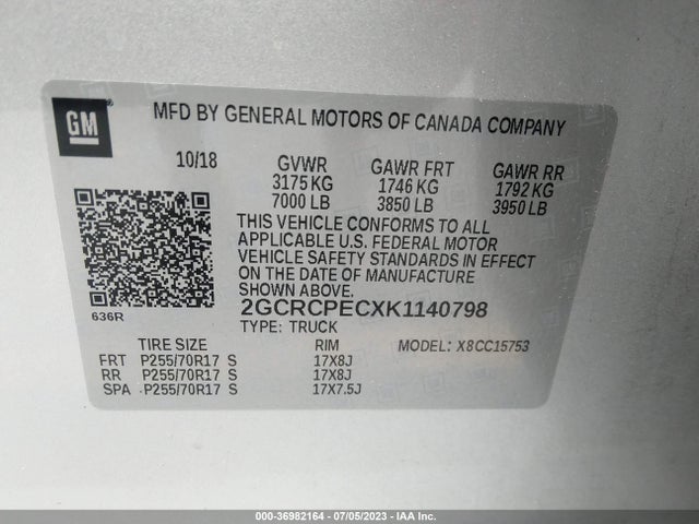 2019 CHEVROLET SILVERADO 1500 LD LT VIN: 2GCRCPECXK1140798