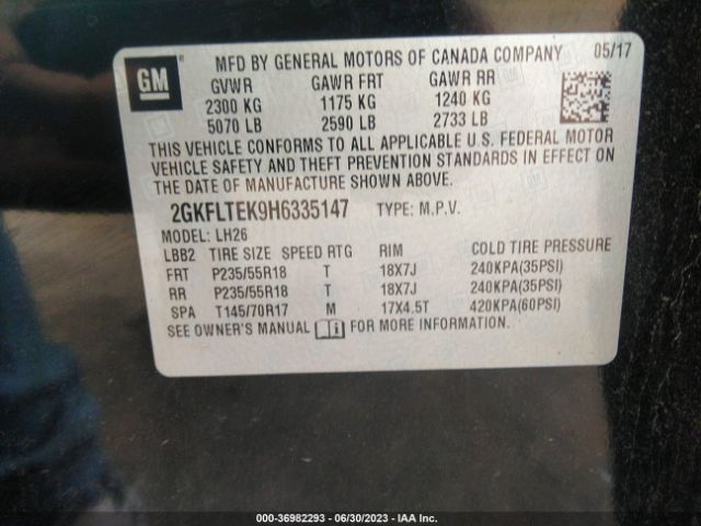 2GKFLTEK9H6335147 GMC Terrain Sle