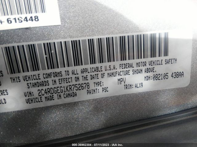 2C4RDGEG1KR752678 Dodge Grand Caravan Gt