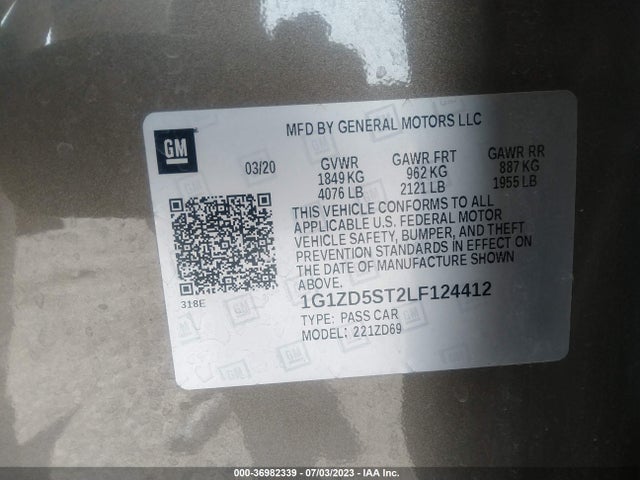 Chevrolet MALIBU LT 2020 1G1ZD5ST2LF124412 Image 16