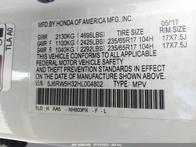 Honda CR-V LX 2017 5J6RW5H32HL004802 Image 9