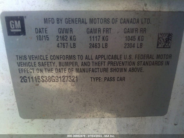 Chevrolet IMPALA LT 2016 2G1115S38G9127321 Image 15