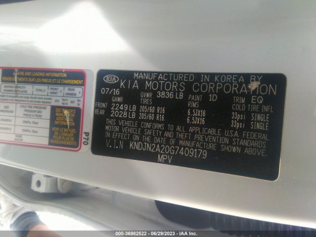 KNDJN2A20G7409179 KIA Soul Base
