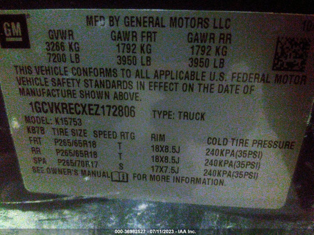 2014 CHEVROLET SILVERADO 1500 LT VIN: 1GCVKRECXEZ172806