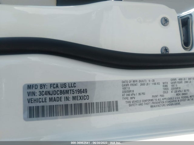 3C4NJDCB6MT519649 Jeep Compass Limited