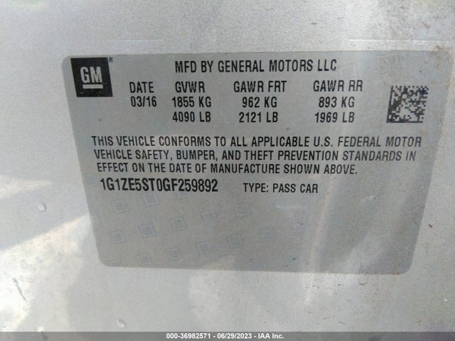 Chevrolet MALIBU LT 2016 1G1ZE5ST0GF259892 Image 9