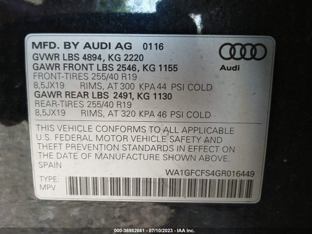 WA1GFCFS4GR016449 Audi Q3 Prestige