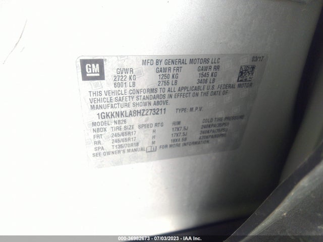 GMC ACADIA SLE 2017 1GKKNKLA8HZ273211 Image 9