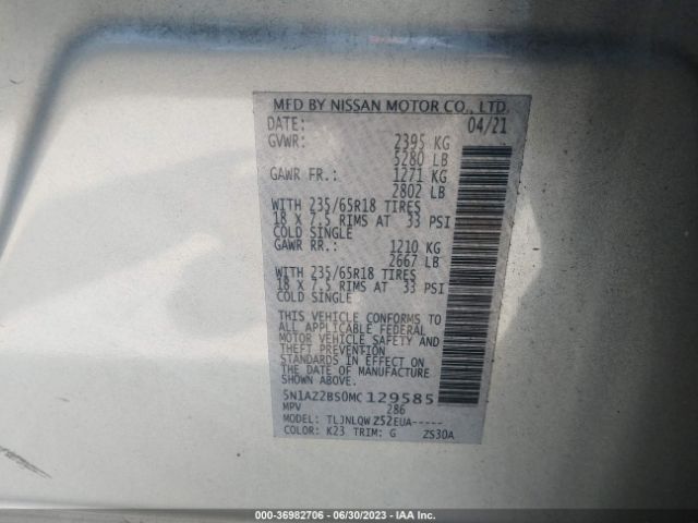 5N1AZ2BS0MC129585 Nissan MURANO SV