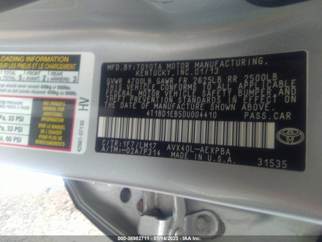 2013 TOYOTA AVALON HYBRID XLE PREMIUM VIN: 4T1BD1EB5DU004410