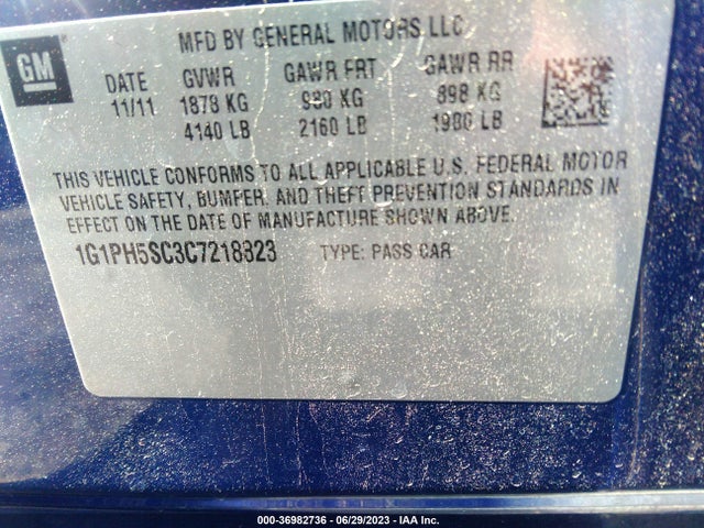 2012 CHEVROLET CRUZE LTZ VIN: 1G1PH5SC3C7218823