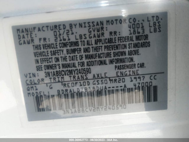 Nissan SENTRA SV 2021 3N1AB8CV2MY240590 Image 9