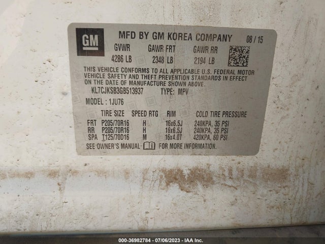 Chevrolet TRAX LS 2016 KL7CJKSB3GB513937 Image 9