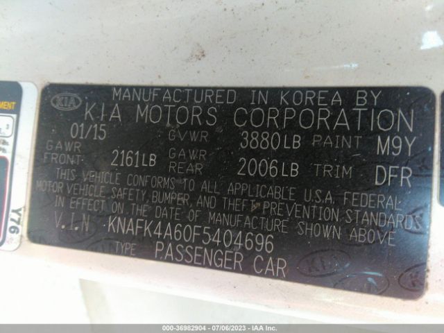 KNAFK4A60F5404696 KIA FORTE LX