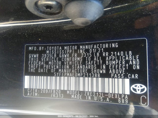 Toyota COROLLA LE 2021 5YFEPMAE0MP211388 Image 16